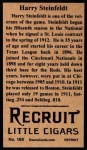 1912 T207 Reprints #169 Harry Steinfeldt Back Thumbnail