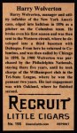 1912 T207 Reprints #195 Harry Wolverton Back Thumbnail