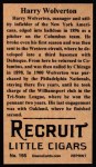 1912 T207 Reprints #195 Harry Wolverton Back Thumbnail