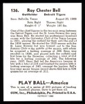 1939 Play Ball Reprints #136 Roy Bell Back Thumbnail
