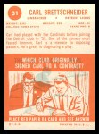 1963 Topps #31 Carl Brettschneider Back Thumbnail