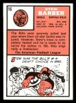 1966 Topps #16 Stew Barber Back Thumbnail