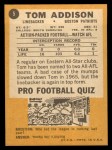 1967 Topps #5 Tom Addison Back Thumbnail