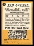 1967 Topps #5 Tom Addison Back Thumbnail