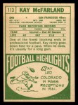 1968 Topps #113 Kay McFarland Back Thumbnail