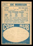 1968 Topps #211 Joe Morrison Back Thumbnail