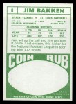 1968 Topps #8 Jim Bakken Back Thumbnail