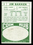 1968 Topps #8 Jim Bakken Back Thumbnail