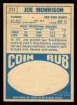 1968 Topps #211 Joe Morrison Back Thumbnail