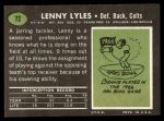 1969 Topps #72 Lenny Lyles Back Thumbnail