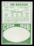 1968 Topps #8 Jim Bakken Back Thumbnail