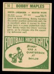 1968 Topps #16 Bobby Maples Back Thumbnail