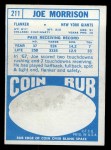 1968 Topps #211 Joe Morrison Back Thumbnail