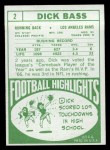 1968 Topps #2 Dick Bass Back Thumbnail