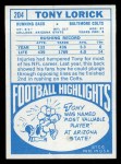 1968 Topps #204 Tony Lorick Back Thumbnail