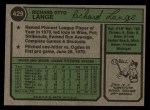1974 Topps #429 Dick Lange Back Thumbnail