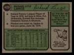 1974 Topps #429 Dick Lange Back Thumbnail