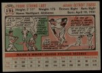 1956 Topps #191 Frank Lary Back Thumbnail