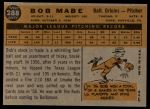 1960 Topps #288 Bob Mabe Back Thumbnail