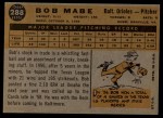 1960 Topps #288 Bob Mabe Back Thumbnail