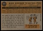 1960 Topps #291 Bob Keegan Back Thumbnail