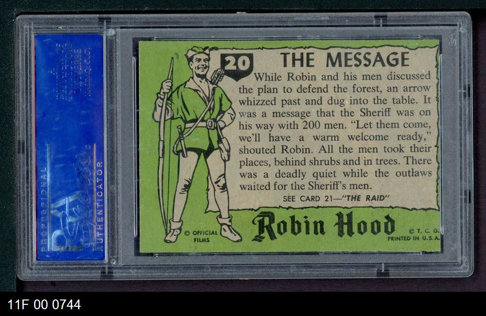 1957 Topps Robin Hood All-PSA Near Complete Set / Lot 7 - NM