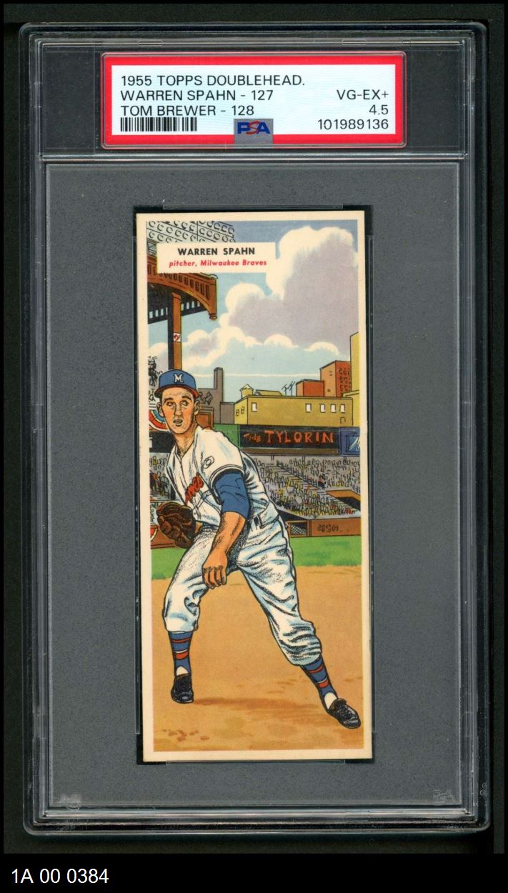 1955 Topps DoubleHeader #127  Warren Spahn / Tom Brewer