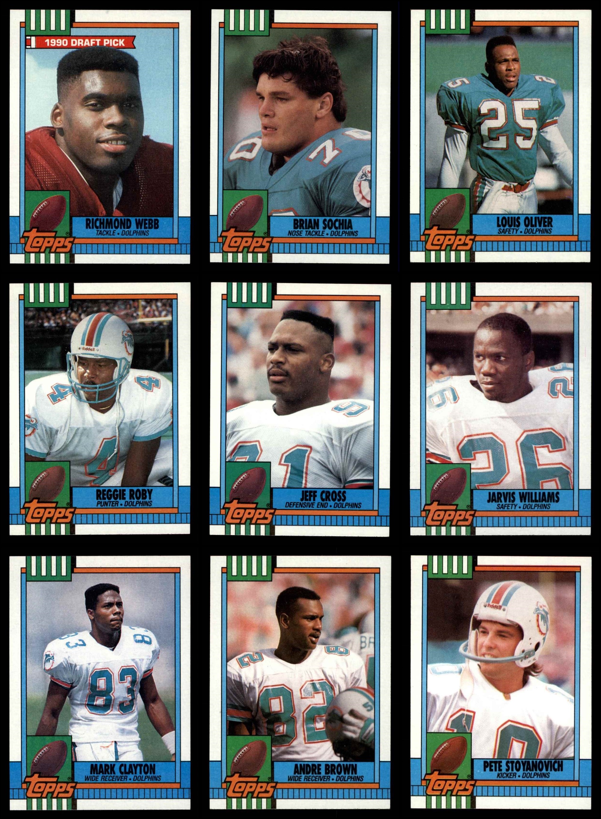 1990 Topps Miami Dolphins Team Set 8 - NM/MT | eBay