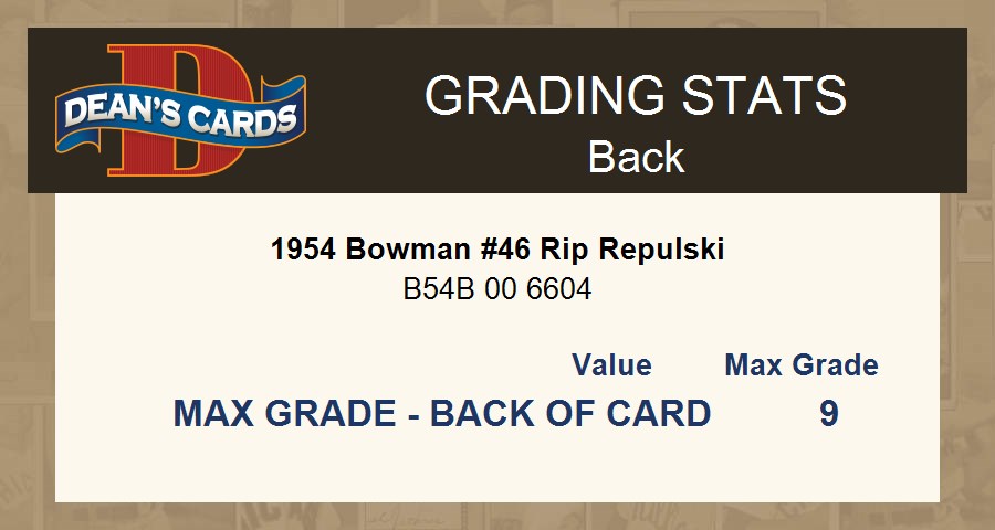 1954 Bowman #46 Rip Repulski Cardinals 1 - POOR - Picture 9 of 9