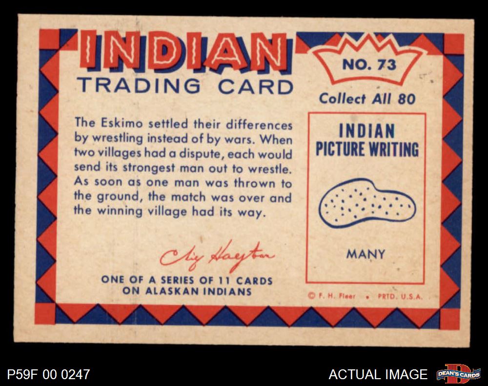 1959 Fleer Indian #73 Eskimo wrestling 6 - EX/MT - Picture 3 of 9