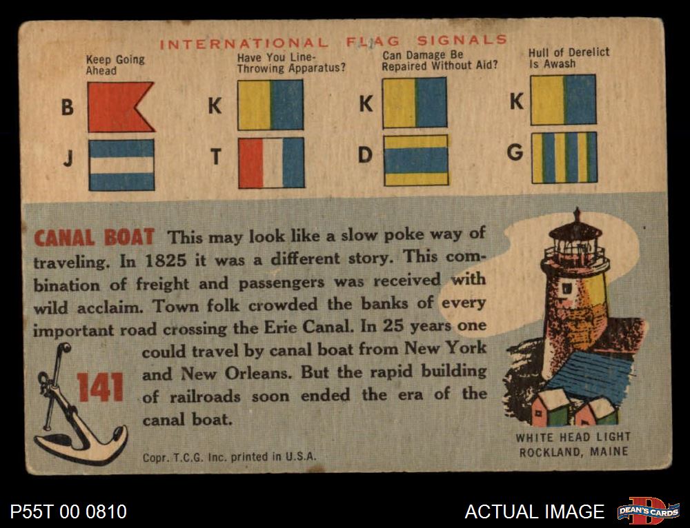1955 Topps Rails & Sails #141 Canal Boat 2 - GOOD - Picture 7 of 9