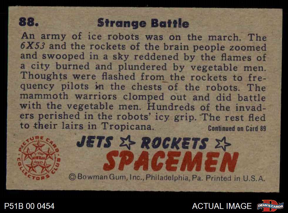 1951 Bowman Jets Rockets and Spacemen #88 Strange Battle 4 - VG/EX - Picture 3 of 5
