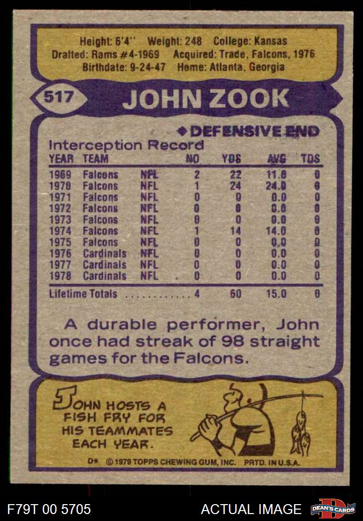 1979 Topps #517 John Zook Cardinals-FB 6 - EX/MT