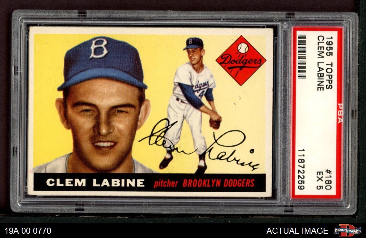 1955 Topps #180 Clem Labine Dodgers PSA 5 - EX - Picture 2 of 3