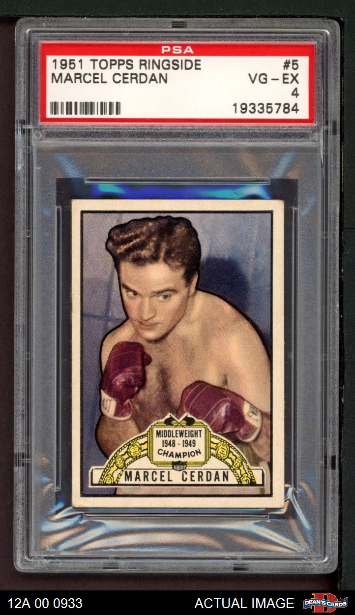 1951 Topps Ringside #5 Marcel Cerdan HOF PSA 4 - VG/EX - Picture 4 of 5