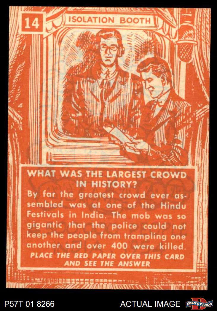 1957 Topps Isolation Booth #14 Largest Crowd in History 6 - EX/MT