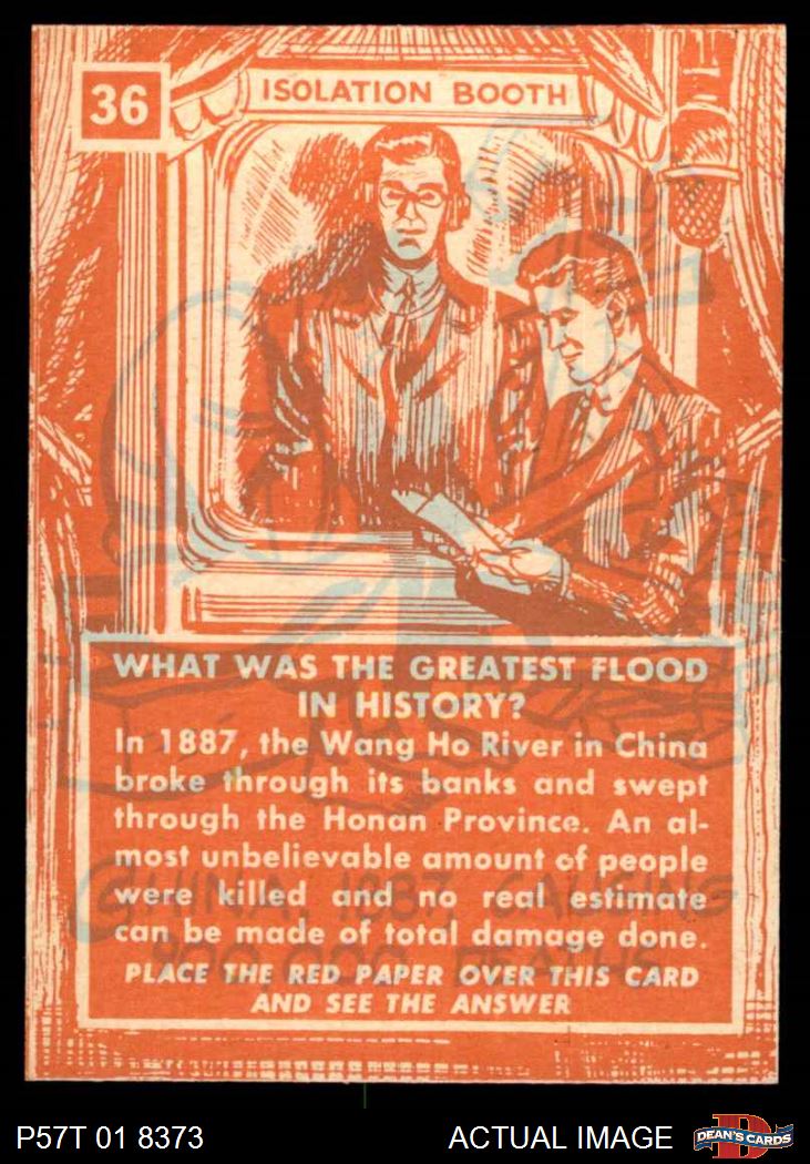 1957 Topps Isolation Booth #36 Greatest Flood in History 5 - EX