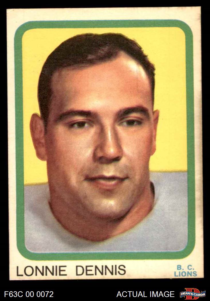 1963 Topps CFL #9 Lonnie Dennis Lions-CFL BYU 4 - VG/EX - Picture 2 of 3