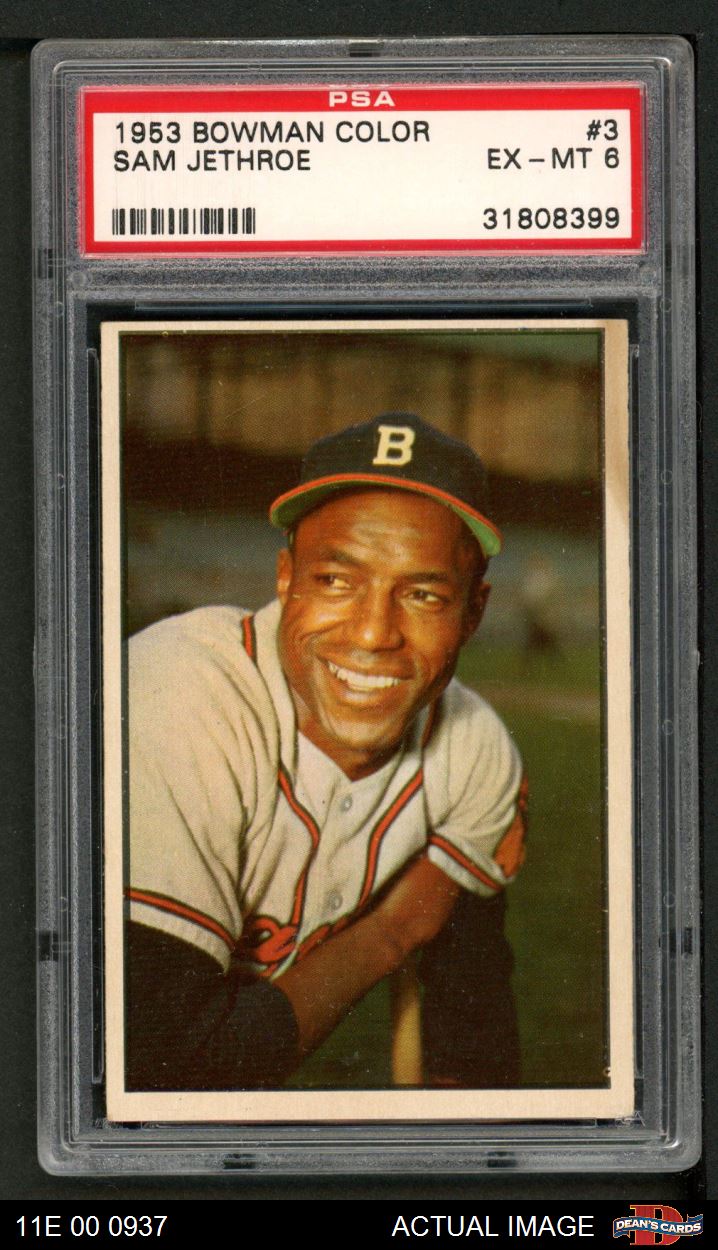 1953 Bowman #3 Sam Jethroe Braves PSA 6 - EX/MT - Picture 2 of 5