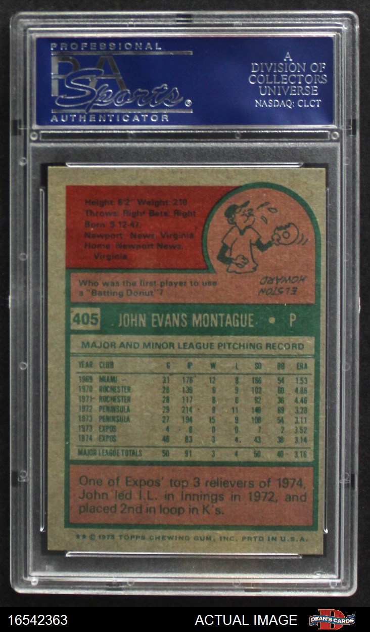 1975 Topps #405 John Montague Expos RC PSA 8 - NM/MT