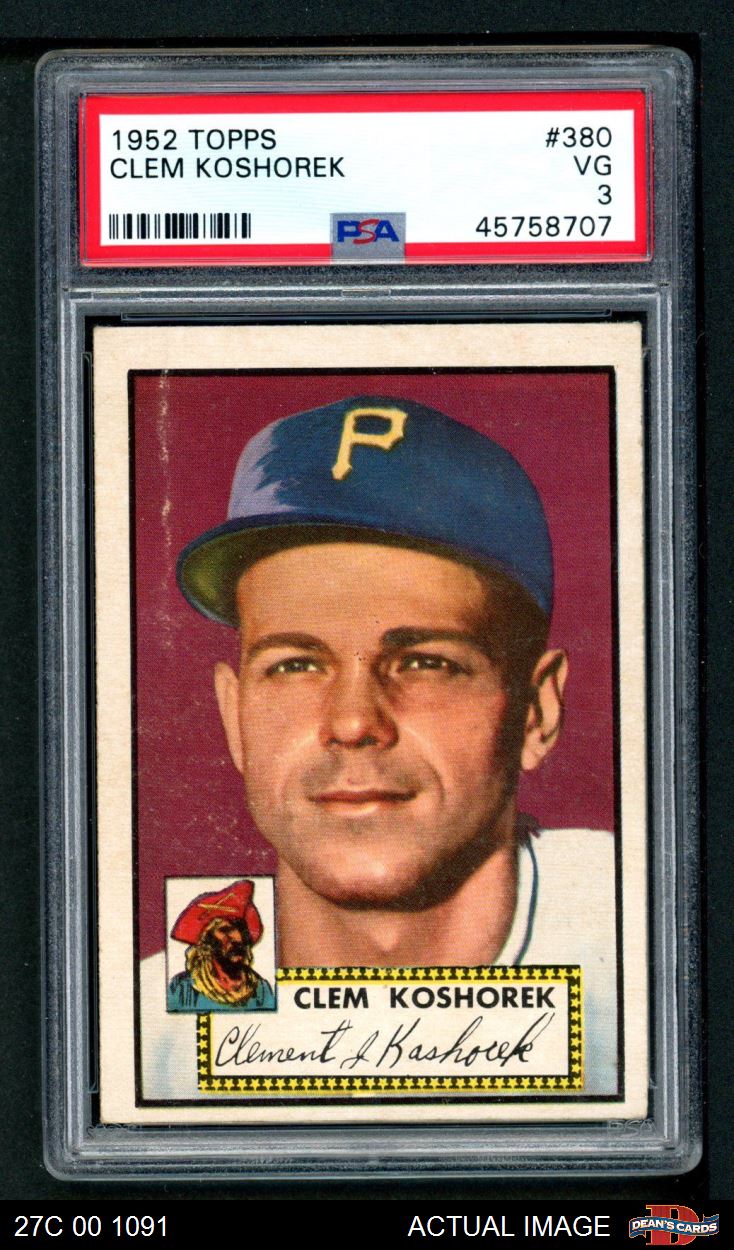 1952 Topps #380 Clem Koshorek Pirates PSA 3 - VG