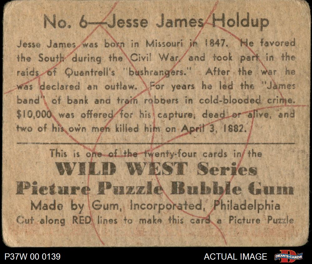 1937 Wild West Series #6 Jesse James Holdup 1.5 - FAIR