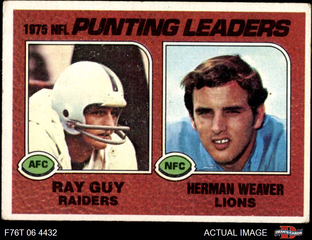 1976 Topps #206 Ray Guy Punting Leaders Raiders / Lions 2 - GOOD