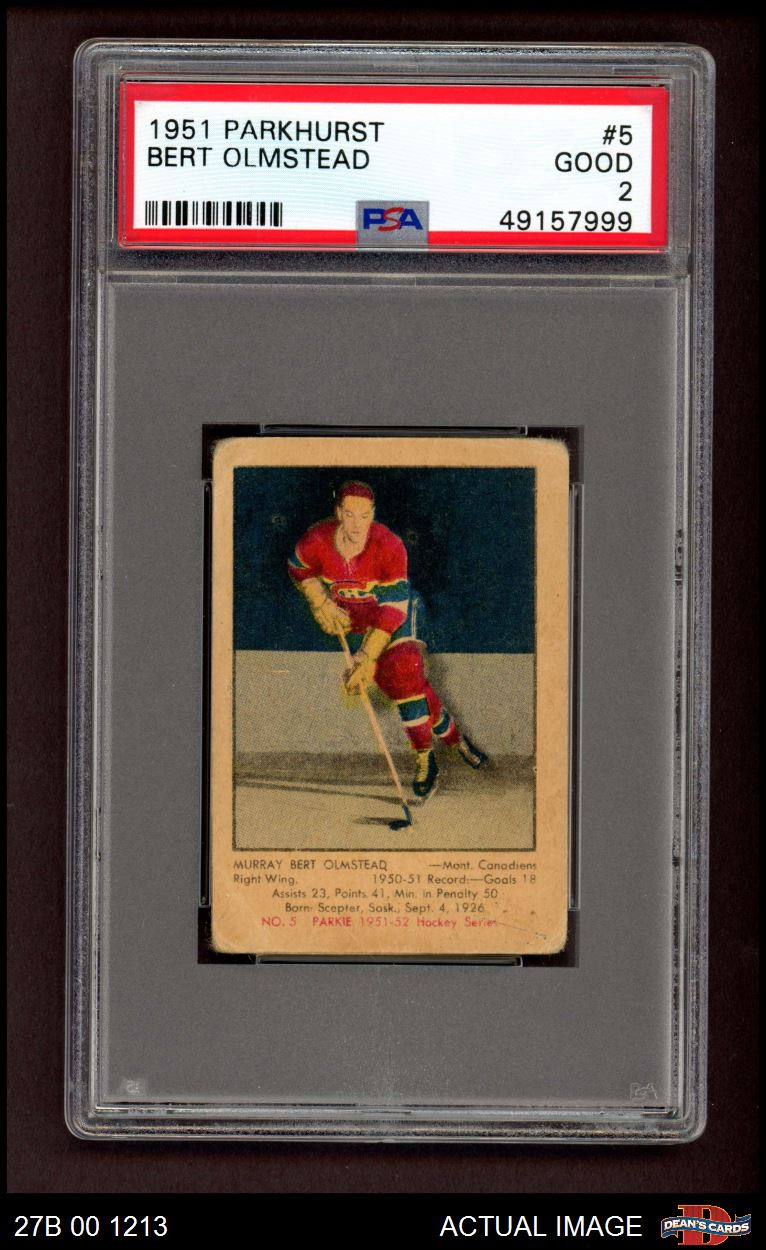 1951 Parkhurst #5 Bert Olmstead Canadiens RC HOF PSA 2 - GOOD - Picture 2 of 3