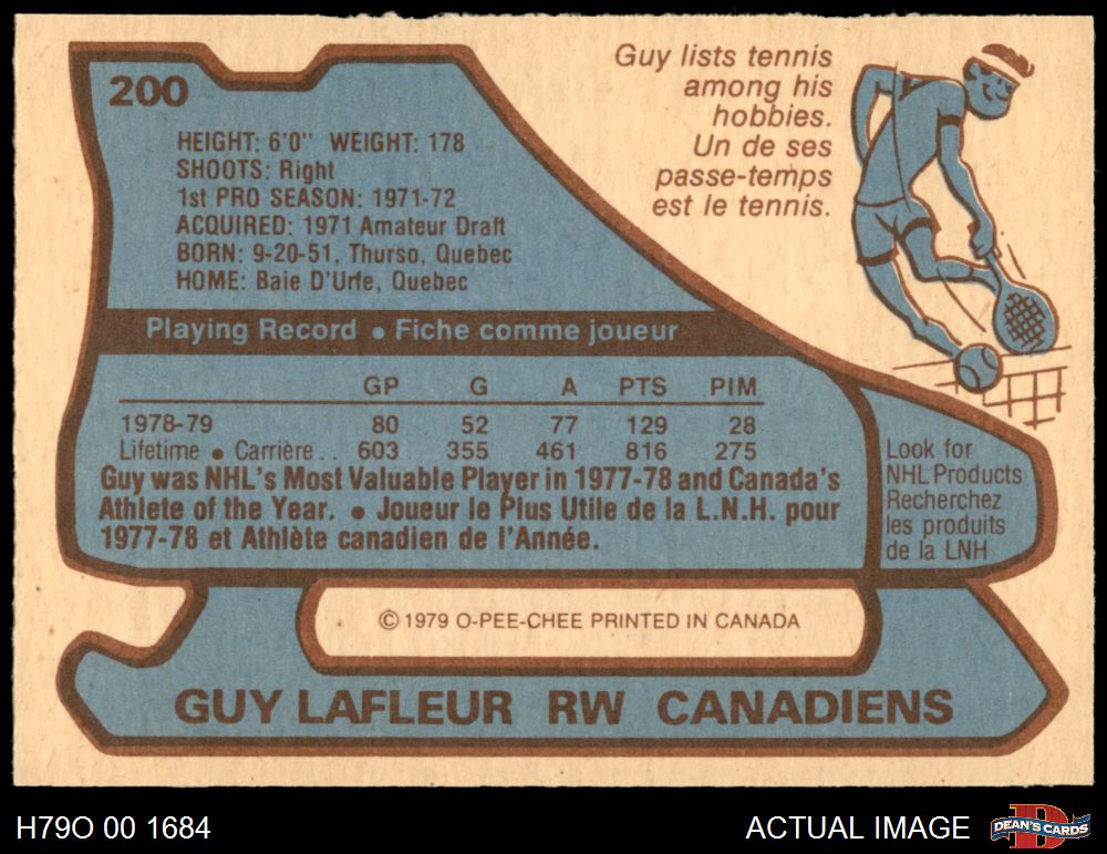 1979 O-Pee-Chee #200 Guy Lafleur Canadiens HOF 8 - NM/MT