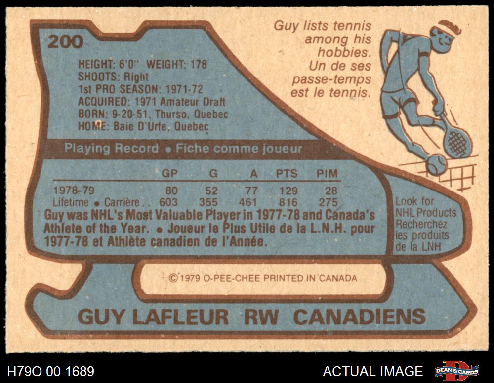 1979 O-Pee-Chee #200 Guy Lafleur Canadiens HOF 8 - NM/MT