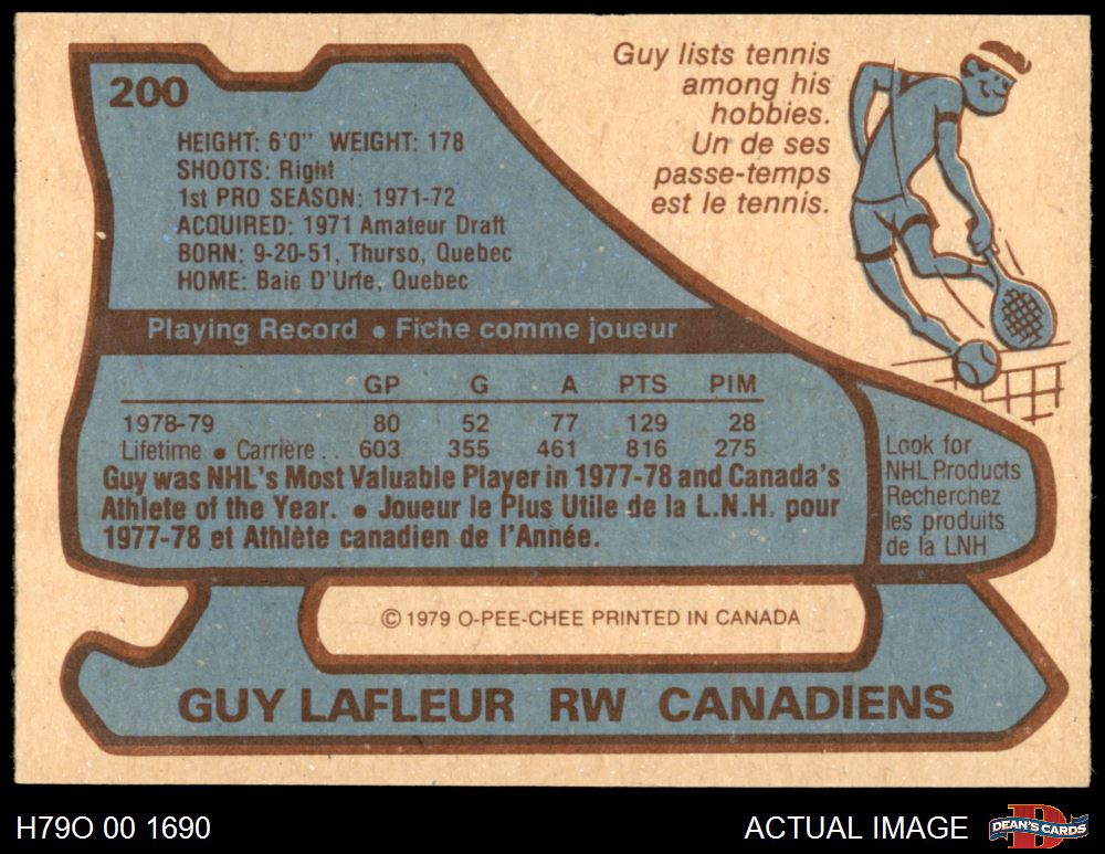 1979 O-Pee-Chee #200 Guy Lafleur Canadiens HOF 8 - NM/MT