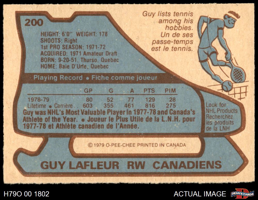 1979 O-Pee-Chee #200 Guy Lafleur Canadiens HOF 8 - NM/MT