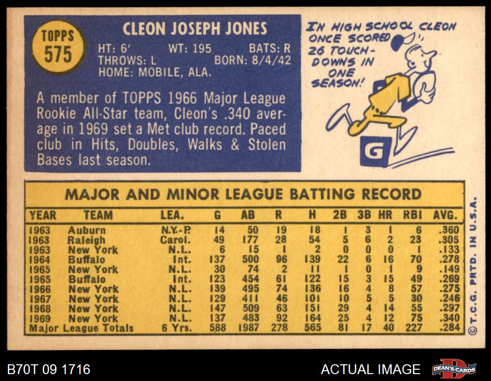 1970 Topps #575 Cleon Jones Mets 6 - EX/MT - Picture 3 of 17