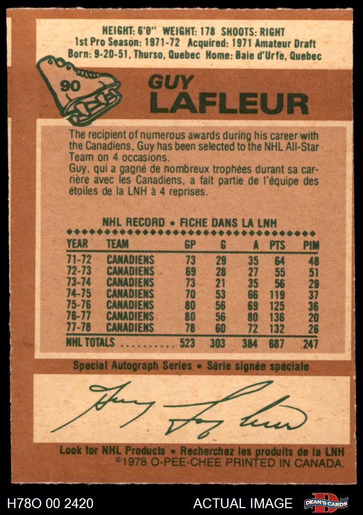 1978 O-Pee-Chee #90 Guy Lafleur Canadiens HOF 3 - VG